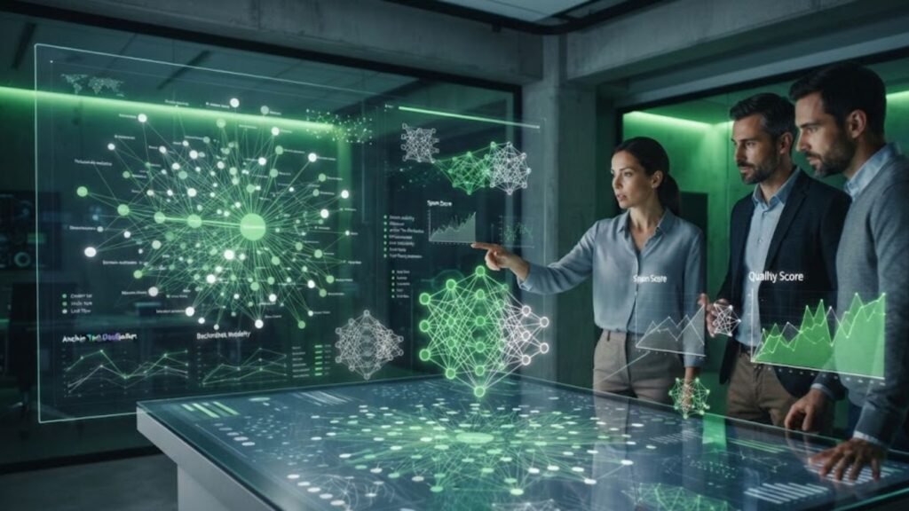 How do machine learning models evaluate backlink profiles?